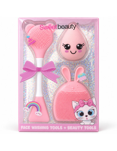 Sweet Beauty – Coffret Face Washing Tools rose clair