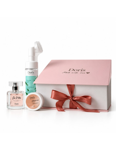Doris – Coffret rose pour femme, soin et parfum