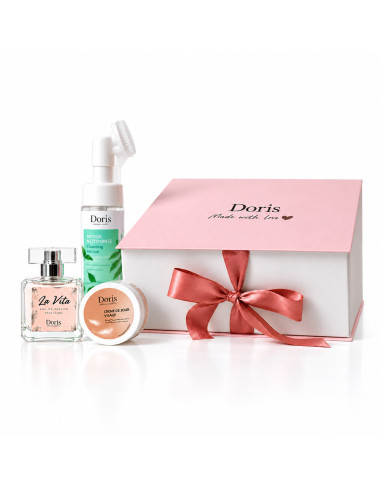 Doris – Coffret rose pour femme, soin et parfum