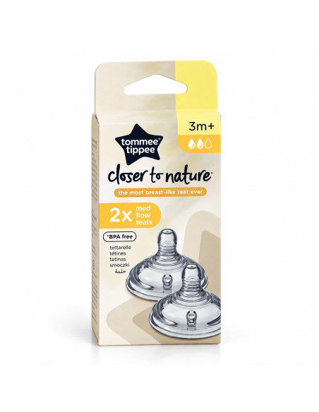 2 tétines Closer to Nature à débit moyen 3 mois et + — Tommee Tippee