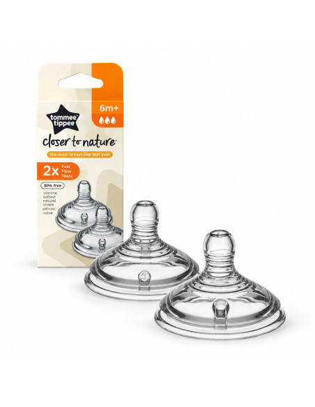 2 tétines Closer to Nature à débit rapide 6 mois et + — Tommee Tippee
