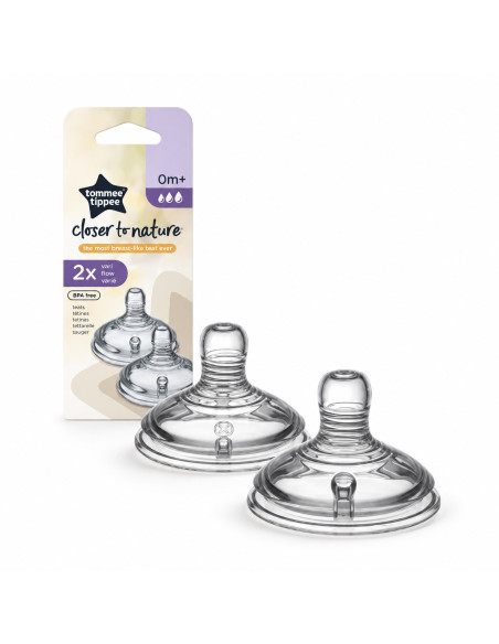 2 tétines Closer to Nature à débit variable 0 mois et + — Tommee Tippee