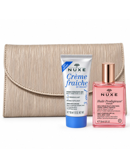 Pochette Huile Prodigieuse Floral 30ML + Crème fraiche De beauté 30ml - nuxe