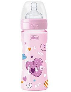 CHICCO BIBERON ROSE PLASTIC 250 ML
