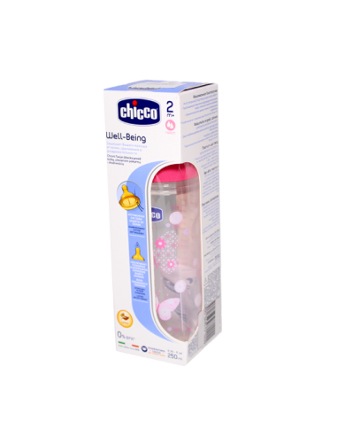 CHICCO BIBERON ROSE PLASTIC 250 ML
