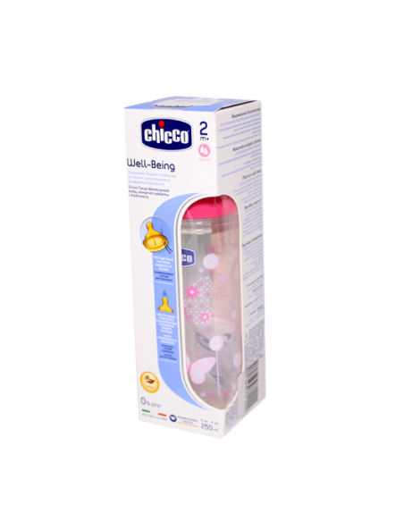 CHICCO BIBERON ROSE PLASTIC 250 ML