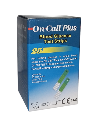 On Call Plus — 25 bandelettes de glycémie en flacon