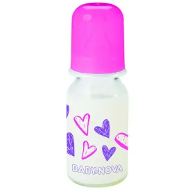 BIBERON EN VERRE 125ML DECORE VIOLET 0-24 mois-BABY NOVA