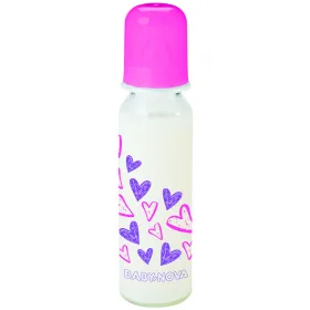 Biberon en verre 250ml decore violet 0-24 mois-baby nova