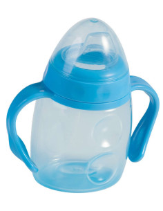 TASSE À BOIRE AVEC POIGNÉE BLEU 300 ML BEC EN SILICONE- BABYNOVA