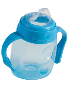 TASSE À BOIRE AVEC POIGNÉE BLEU 300 ML BEC EN SILICONE- BABYNOVA