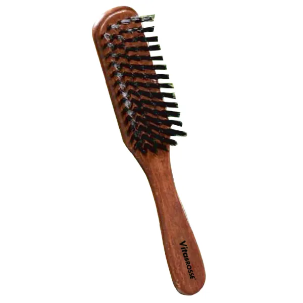 Brosse à cheveux plate en bois et en soie naturelle 702 -vitabrosse