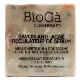Beauty clean savon anti-acné régulateur de sébum peaux grasse et acnéiques -biogà