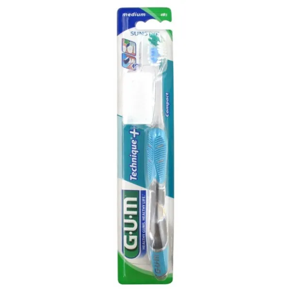 Brosse à dents technique compacte medium 493 bleu - gum