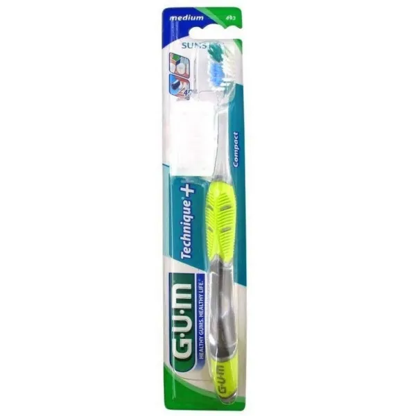 Brosse à dents technique compacte medium 493 vert-gum