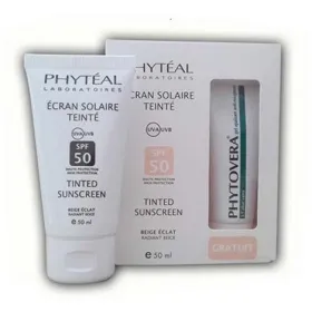 COFFRET ÉCRAN SOLAIRE TEINTÉ BEIGE ÉCLAT SPF 50 UVA + PHYTOVERA GEL APAISANT GRATUIT-PHYTÉAL