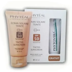 Coffret ecran solaire teinté rose spf50 + phytovera gel apaisant gratuit- phyteal-