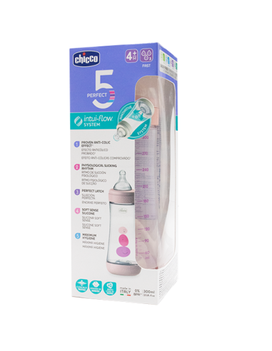 Perfect 5 biberon Intui-flow rose 300 ml | Chicco
