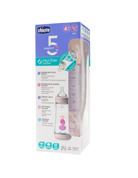 Perfect 5 biberon Intui-flow rose 300 ml | Chicco