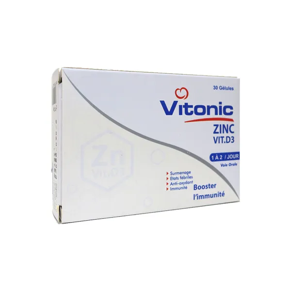 Vitonic zinc vit.d3 booster l'immunité 30 gélules -vital