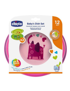 Chicco Ensemble Assiettes Plate Et Creuse Décorées Bébés 12+ Mois Rose
