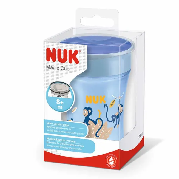 Tasse d'apprentissage NUK Kiddy Cup anti-fuite avec clip et capuchon de  protection - Planètes (bleu