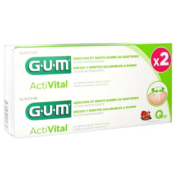 Sunstar gum activital dentifrice gel lot de 2 x 75 ml - gum