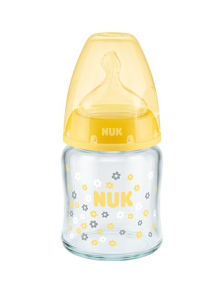 Biberon first choice+ en verre 0-6 mois 120 ml jaune- nuk | cosmetique